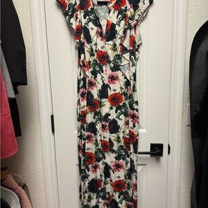 H&M Floral Maxi Dress - Red, Black, and Green